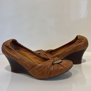Bronx Brown/Tan Leather Wedge Shoes Size 40 EU 9US (fits more like an 8.5)